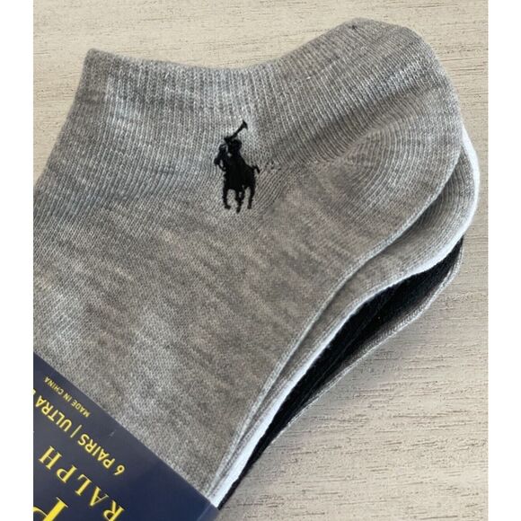 Polo Ralph Lauren Womens Ultra Low Cut Ankle Socks 6 Pairs Asst Color Size 9-11 - Picture 5 of 5